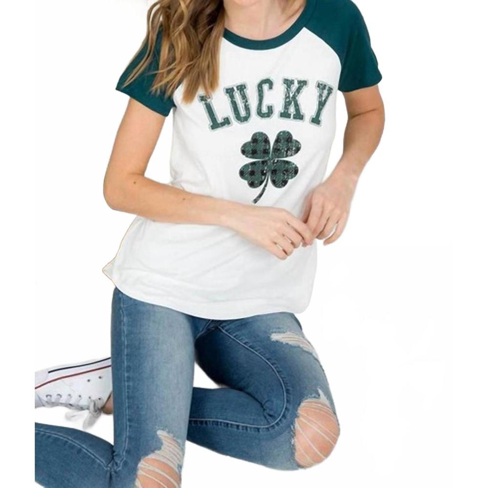 NEW PERFECT PEACH lucky tee in white/green